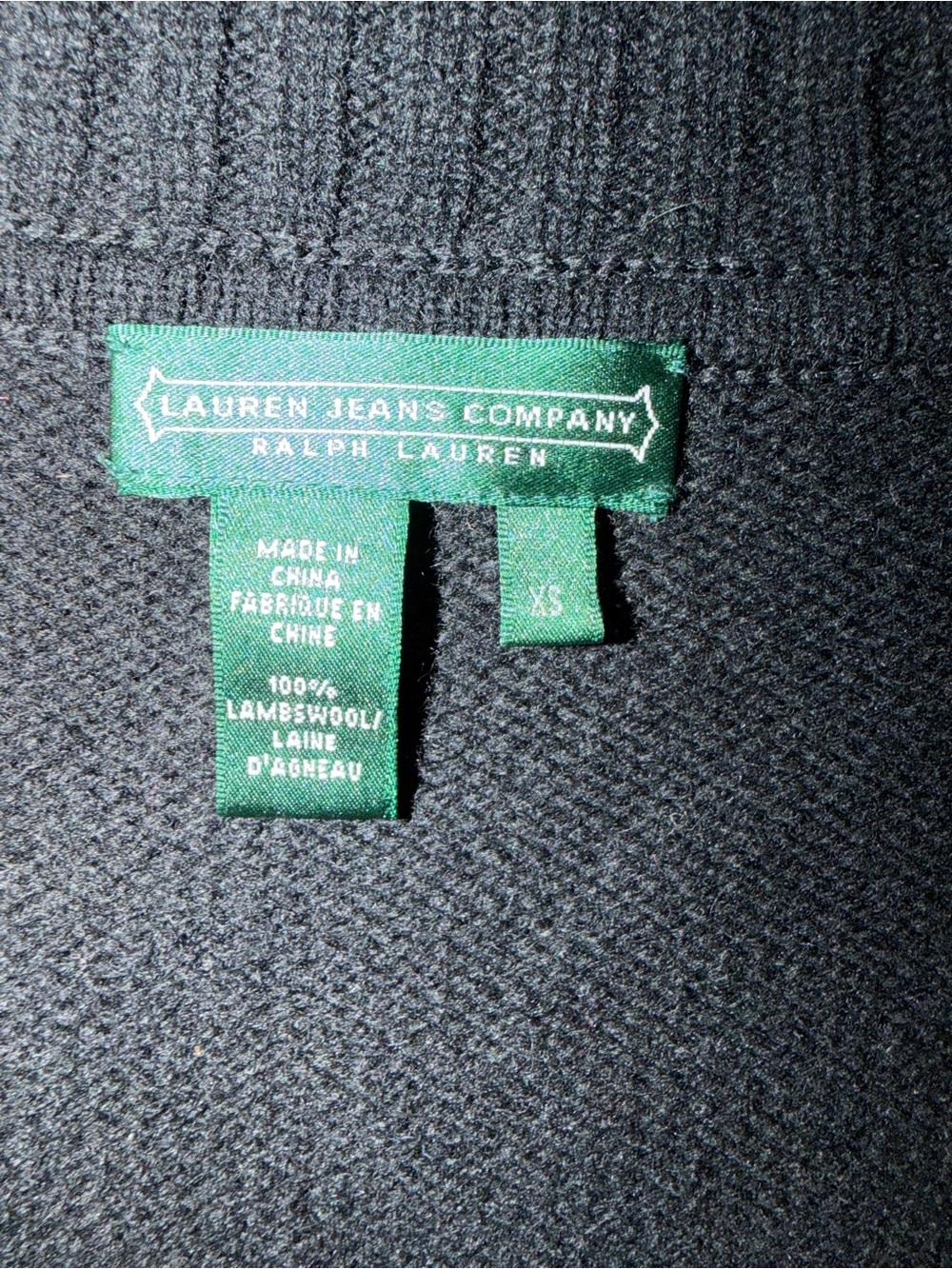 Lauren Ralph Lauren Black 100% Lambswool Shawl Collar Cardigan XS Frog Closure - Picture 5 of 9